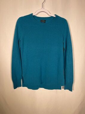 HALOGEN WOMENS BLUE TEAL 100% CASHMERE CREWNECK SWEATER SMALL